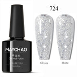 MAYCHAO Glitter Gel Nail Polish 7.3ml Semi-permanent Sequins Shiny Gel Base Top Coat Soak Off UV LED Varnish Nail Art Decoration
