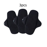 3Pcs Black Pure Cotton Reusable Menstrual Pads Reusable Sanitary Waterproof  Cloth Pads For Heavy Flow Large Sanitary Pads Set