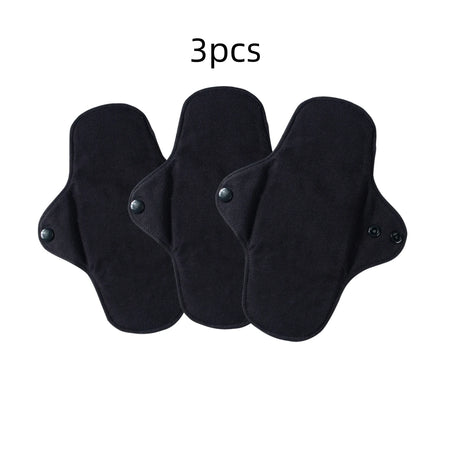 3Pcs Black Pure Cotton Reusable Menstrual Pads Reusable Sanitary Waterproof  Cloth Pads For Heavy Flow Large Sanitary Pads Set