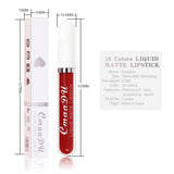 Sexy Long Lasting Velvet Matte Lip Gloss Rose Liquid Lipstick Makeup Women Beauty Red Nonstick Cup Waterproof Lip Gloss 18 Color