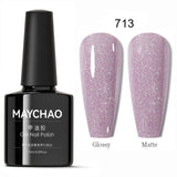 MAYCHAO Glitter Gel Nail Polish 7.3ml Semi-permanent Sequins Shiny Gel Base Top Coat Soak Off UV LED Varnish Nail Art Decoration