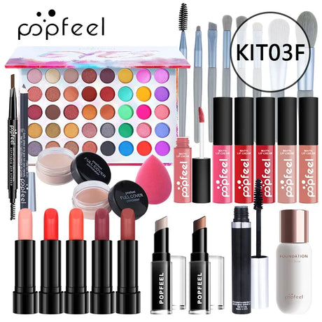 Christmas Makeup Gift Box Foundation Eyeshadow Powder Long Lasting Lip Ink 27 Pieces Birthday Gifts Makeup for Women Full Kit