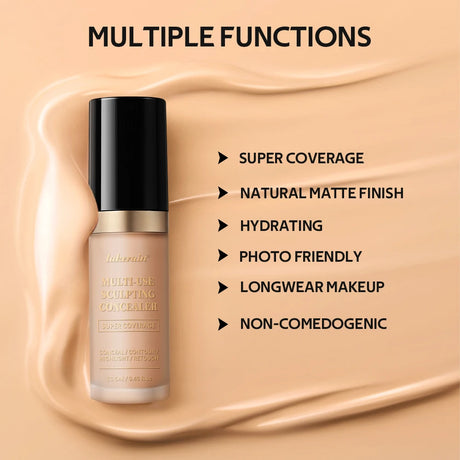Super Coverage Concealer Multi-Use Cream Oil Free Highlight Covers Dark Circles Long-lasting Natural Matte Finish Long Wear Make