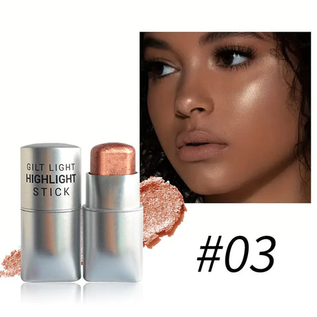 Glowy Highlighter Stick – Shimmer Finish, Waterproof, Long-Lasting, Easy Blend, Multi-Look, Face & Eye Contour, Skin-Friendly