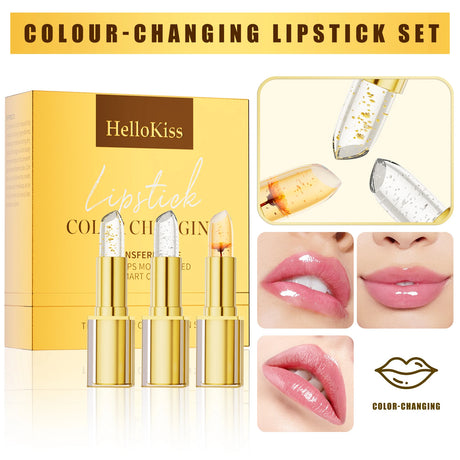 Temperature Color Changing Flower Lipstick Transparent Waterproof Moisturizing Crystal Jelly Pearlescent Lip Balm Cosmetic