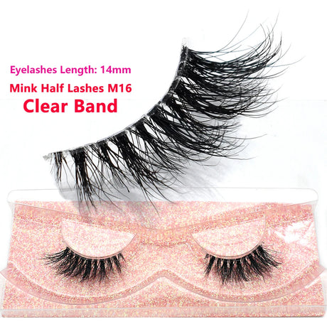 Half Lashes Short Mink Eyelashes Fluffy Soft False Eyelashes Wispy Cross Strip Eye Lashes Natural Mink Eyelash Extension Makeup