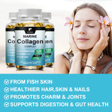 Marine Collagen Supplement, with Hyaluronic Acid & Vitamins, Supports Skin Elasticity, Hair Growth, Nail Strength & Anti-Aging