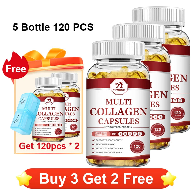 YIMIDUK Multi Collagen Peptides 1500mg Capsules, Supports Skin, Hair, Nails, Joint & Bone Health, Digestion & Daily Vitality