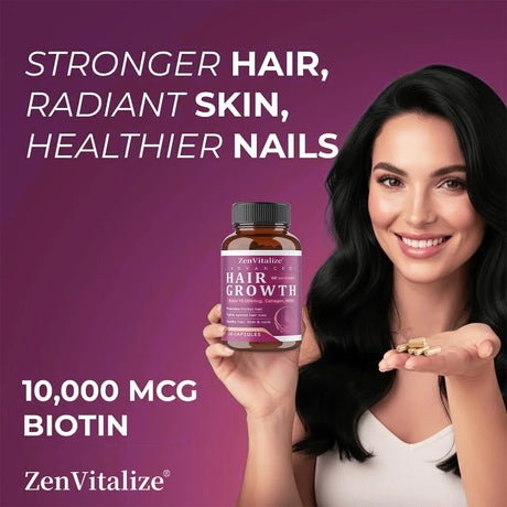 Hair Growth Vitamins for Women and Men - with Biotin & Saw Palmetto, Naturally Regrow Stronger & Healthier Hair, Skin and Nails