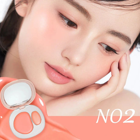 Foreverkey Double Color Blush Plate Water Light Blusher Highlight Cream Long Lasting Natural Brighten Peach Pink Rouge Makeup