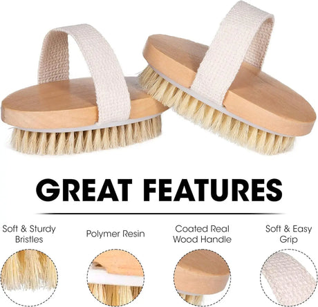Body Dry Brush, Hard Shower Brush, Exfoliator, Male and Female Bath Tool, Used for Wet or Dry Brushing, Long Handle