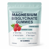 High Absorption Magnesium Bisglycinate Gummies Vegan Raspberry Flavor 60 Count Support Muscle Bone Health Non GMO Gluten Free