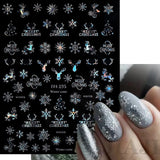 Sliver Bronzing 3D Christmas Nail Art Decoration Sticker Sparkly White Colorful Glitter Geometry Snowflake Winter Slider Foil