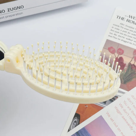 2-in-1 Foldable Comb Mirror Mini Portable Scalp Massage Comb Perfect for Travel Outgoing Use Easy to Carry Ideal Gifts