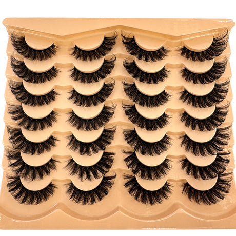 AMSDCN 14 Pairs 3D  Lashes Fluffy False Eyelashes Thick Volume Cat-Eye Faux Lashes Natural Long Wispy Lashes extension Pack