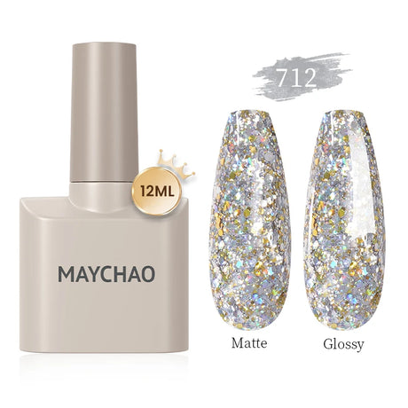 MAYCHAO Gel Nail Polish 12ML Full Coverage Base Top Coat Soak Off Gel Polish UV LED Gel Semi Permanent Varnishes Design Nail Art