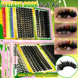 600pcs DIY Eyelash Clusters Kit - 60D 80D 100D 150D, 10-18mm Length Mix | Thick Natural Reusable False Lashes for Doll