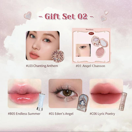 Flower Knows Makeup Kit Full Professional Makeup Gift Set Mermaid Angel Highlight Swan Lipstick 5 Piece Set