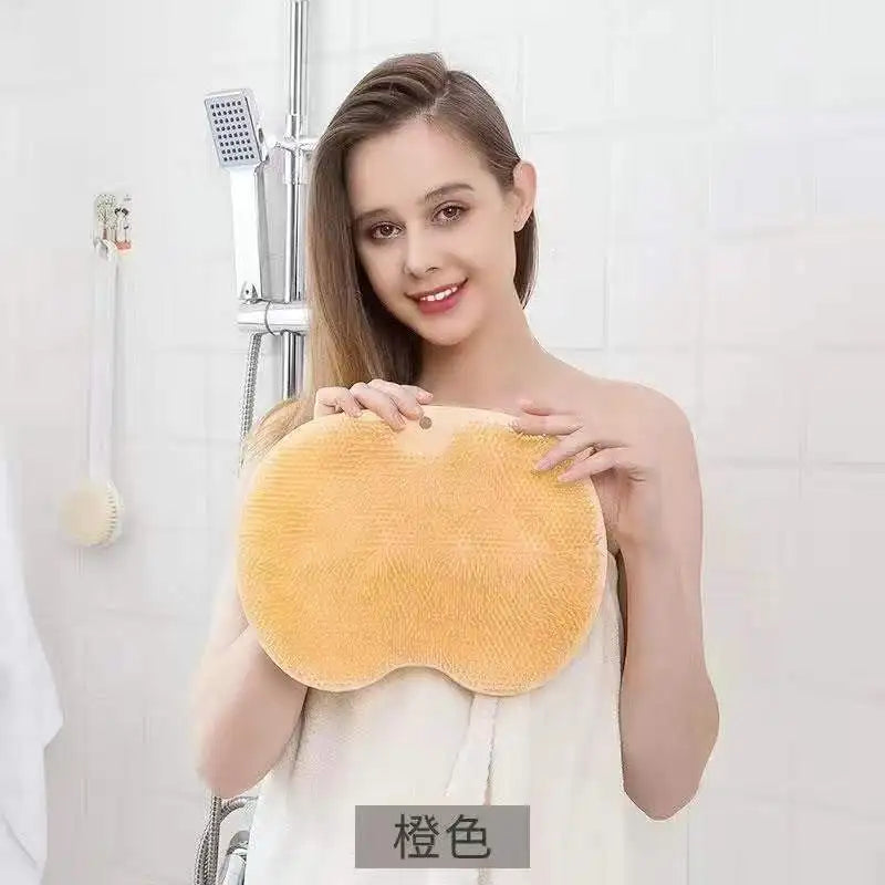 Multifunctional Bathroom Back Scrub Brush Silicone Reusable Non-Slip Shower Back Scraper Foot Massage Cleaner Bathroom Tool