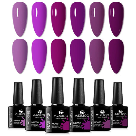 6pc All-Season Colors Gel Nail Polish Set UV LED Soak Off Nail Art Supplies Semi Permanent DIY Manicure Salon Nails Design