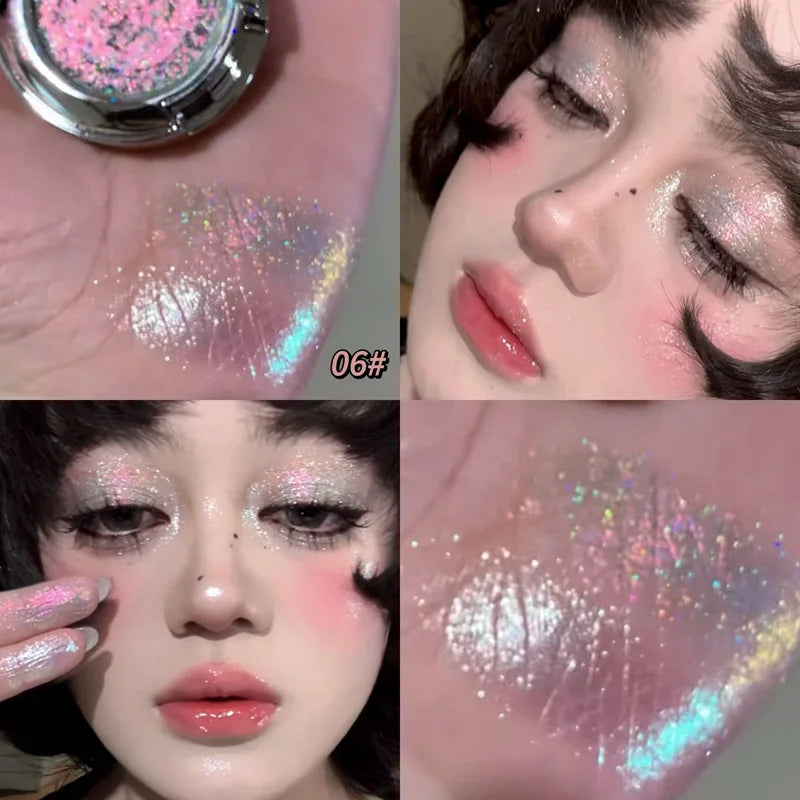 3D Butterfly Embossing Chameleon Eyeshadow Monochrome Metallic Changing Shiny Glitter Blue Purple Highlight Eye Makeup Festivals