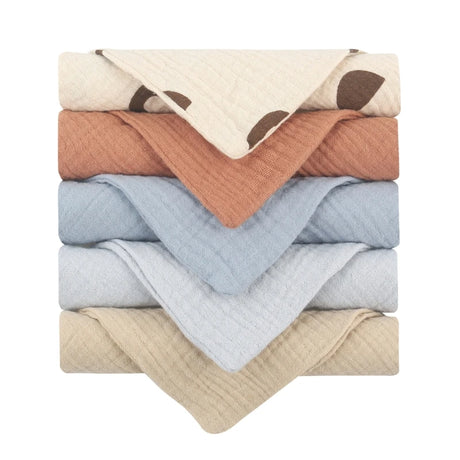 5pcs Baby Saliva Soft Absorbent Gauze Cotton Burp Cloth Kindergarten Handkerchief Newborn Washcloth Nursing Towel