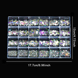 1 box of multi -shaped 3D nail diamond kits -24 AB crystal gem grids, flat -bottom nail art accessories multi -style nail suppli