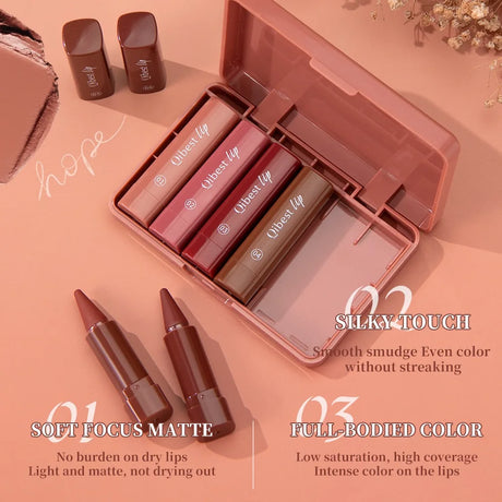 6-color mini lip liner and lipstick pencil, long-lasting waterproof 2-in-1 lip liner and lipstick, sexy matte finish.
