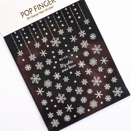 Sliver Bronzing 3D Christmas Nail Art Decoration Sticker Sparkly White Colorful Glitter Geometry Snowflake Winter Slider Foil