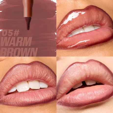 Plush Lip Brush Head Cherry Red Lip Liner Lip Contour Tint Lipstick Pencil Waterproof Velvet Brown Matte Lipliner Pencil Makeup