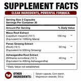 Googeer Maca Capsules with Maca Panax Ginseng and Ashwagandha Supports Energy and Endurance 60 Capsules