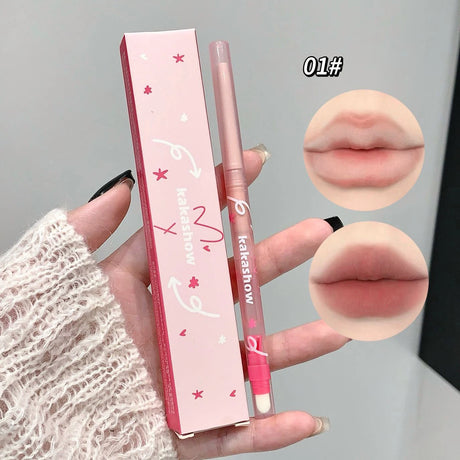 1pc Nude Brown Matte Lipliner Pencil with Brush Waterproof 3D Lip Liner Plumping Tint Contouring Milk Peach Lipstick Pen Makeup