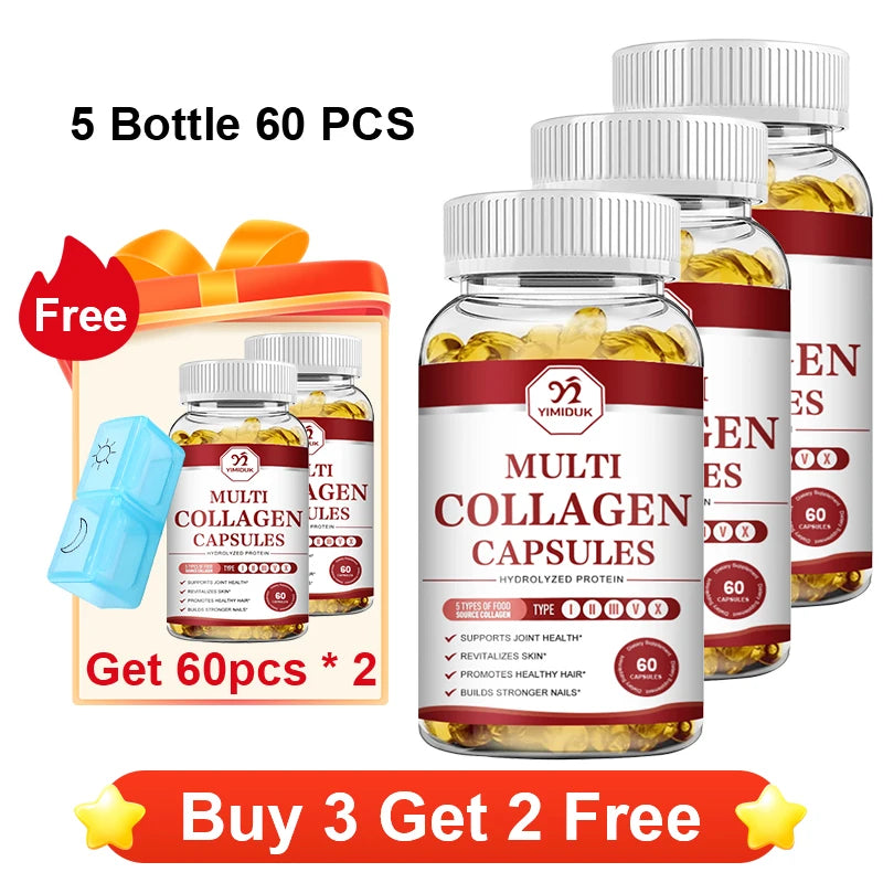 YIMIDUK Multi Collagen Peptides 1500mg Capsules, Supports Skin, Hair, Nails, Joint & Bone Health, Digestion & Daily Vitality