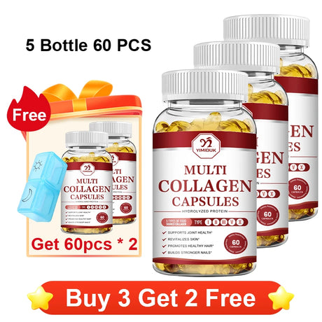 YIMIDUK Multi Collagen Peptides 1500mg Capsules, Supports Skin, Hair, Nails, Joint & Bone Health, Digestion & Daily Vitality