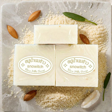 Thai Rice Milk Soap Handmade Soap Bar Gentle Facial Body Bath Shower Cleansing Moisturizing Nourishing Skin Face Body Wash Bar