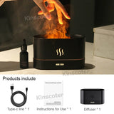 USB Desktop Flame Aroma Diffuser Humidifier 7 Colors Simulation Light Aromatherapy Air Purifier for Bedroom/Essential oil set