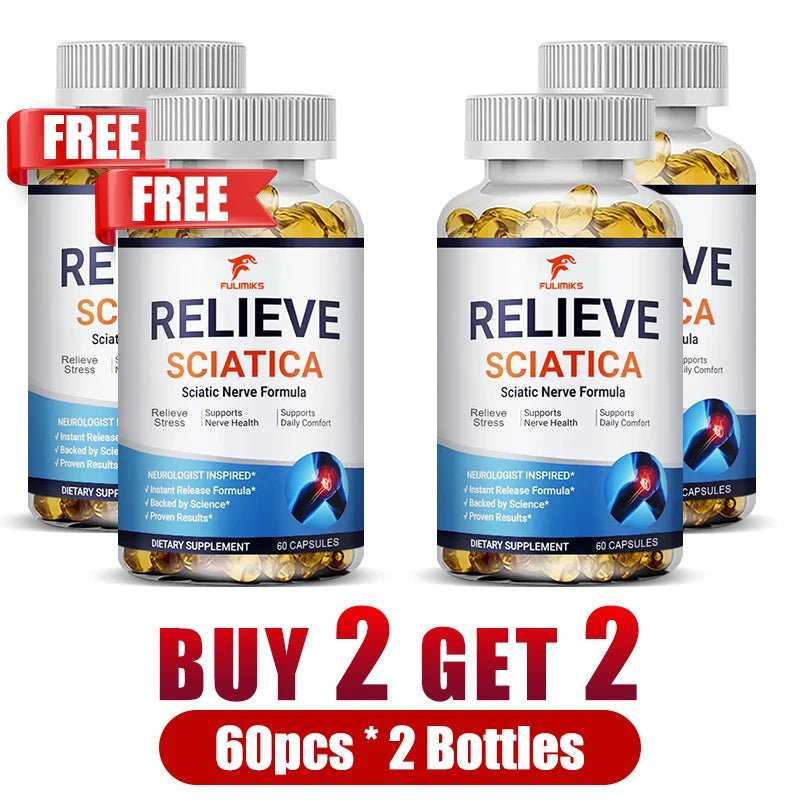 Relieve Sciatica Capsules, Support Lower Lumbar Sciatic, Hip, Thigh, Leg, Foot, Nerve & Joint Health, Relax Muscles, Flexibility