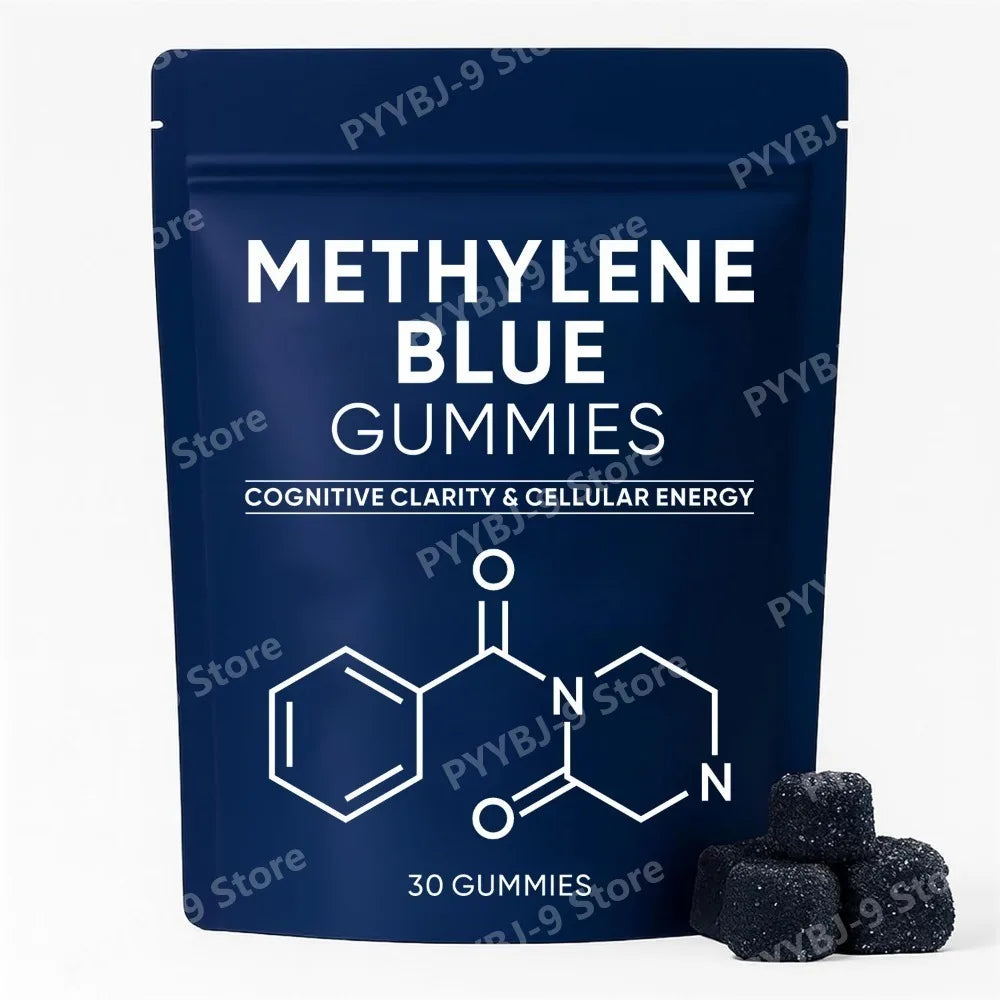 Methylene Blue Gummies 5mg, 99.9% Pure USP‑Grade, for Cognitive Support, Mental Clarity, Lifted Mood, Sharper Focus, 30/60 CT