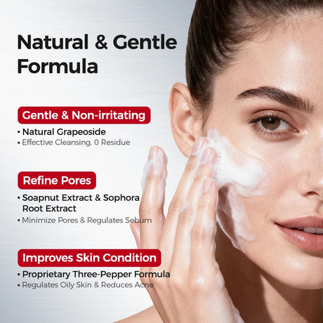 Amino Acid Korean Facial Cleanser with Salicylic Acid – Deep Cleansing, Oil Balance, Help with Pore Tighten, Acne & Blackheads