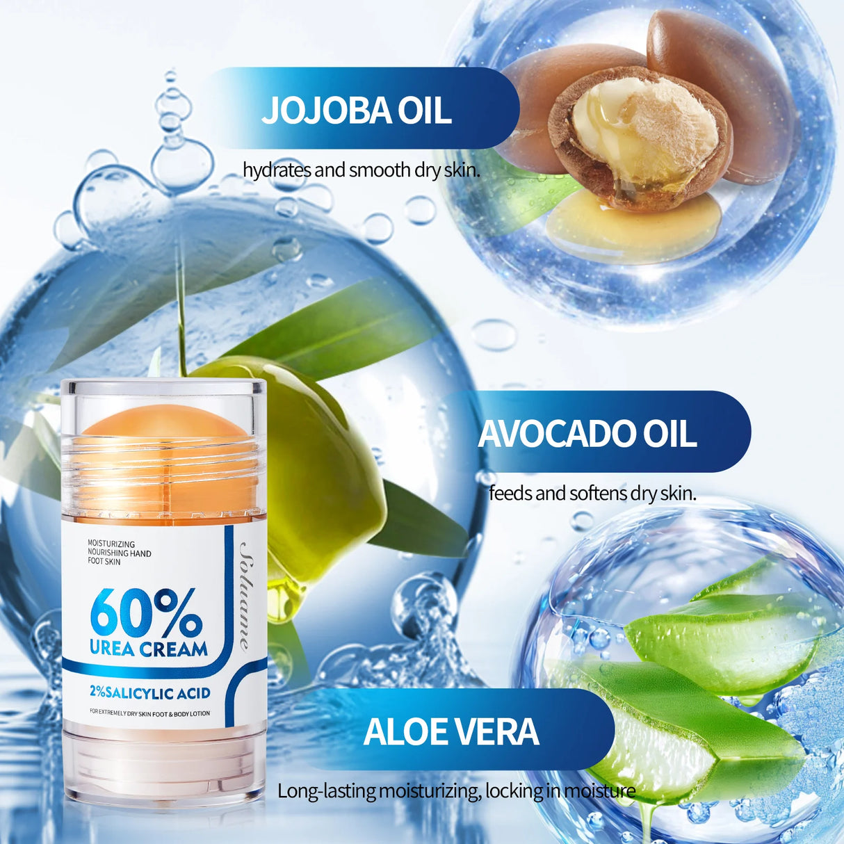 Two-Piece Set Includes 60% Urea Hydrating Foot Cream and Body Cream for Dry Cracked Hands and Heels with 2% Salicylic Acid Foot Care