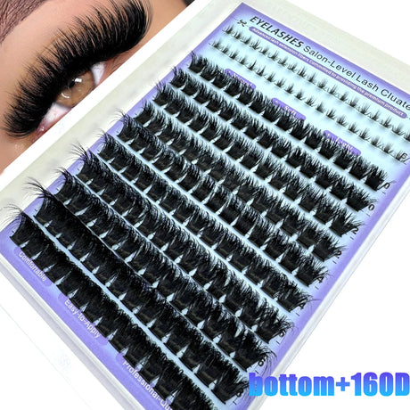 Salon-Like Lash Clusters Kit With Spikes DIY Eyelash Clusters D Curve Spiky Full Cluster Eyelash Extensions Kit Individual Lashe