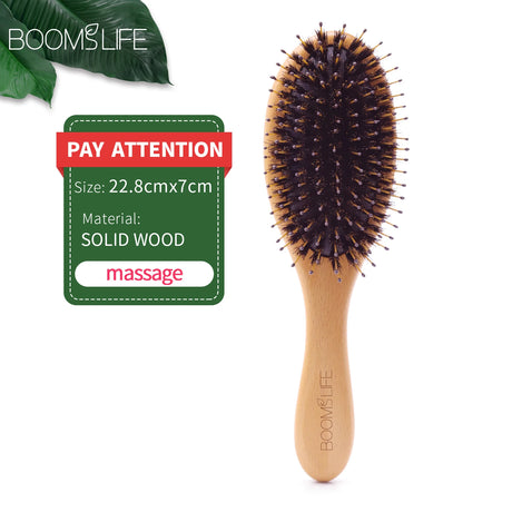 Bristle Hair Brush Women Hair Anti-Static Scalp Massage Comb Wood Hair Brush for Curly Thick Long Hair Detangler