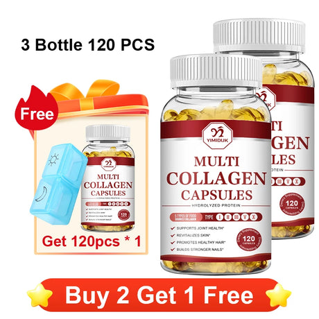 YIMIDUK Multi Collagen Peptides 1500mg Capsules, Supports Skin, Hair, Nails, Joint & Bone Health, Digestion & Daily Vitality