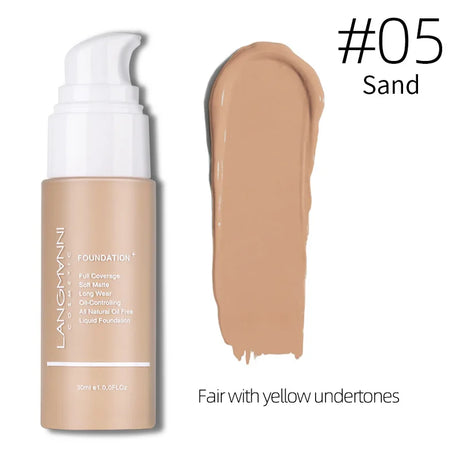 Langmanni 30ml Matte Face Foundation Cream Waterproof  Liquid Foundation Oil Control Cover Base Concealer Makeup Cosmetics