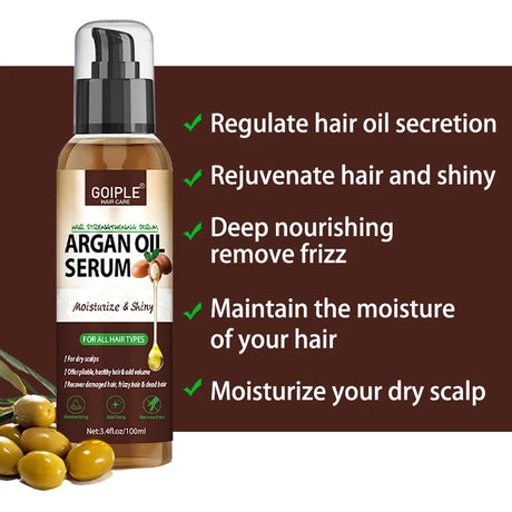 100ml Argan Oil Hair Serum Moisturizing Shiny Remove Frizz Conditioner Repair Damaged Hair and Restore Hairs Gloss Essential Oil