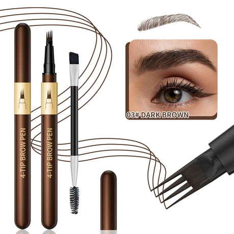 Four-Pronged Eyebrow Pencil, Four-End, Long-Lasting, Non-Smudged, Water-Resistant, Anti-Smudged Eyebrow Pencil