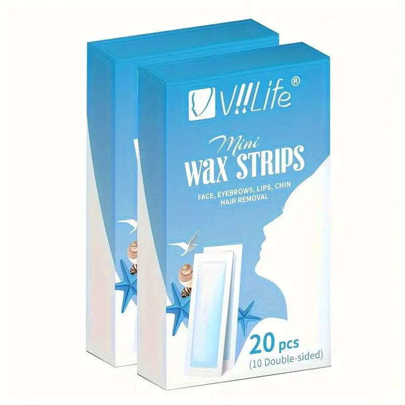 20pcs/40pcs Ocean Blue Mini Wax Paper For Hair Removal Wax Paper Cold Wax Strips Paper For Face Neck Arm Leg Body Beauty Tools