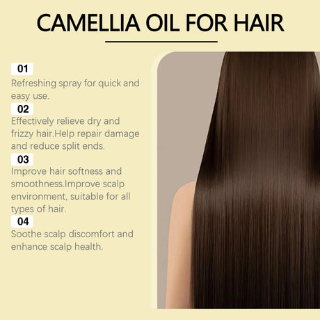 Repairing Camellia Hair Oil Spray For Dry Damaged Frizz Control Nourishing Conditioner With Camellia Seed Oil Hair Treatment