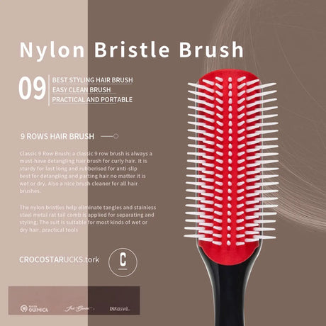 11 pcs High Quality Hair Brush Comb Set,with Hair Spray Bottle Scalp massager ,Wet Dry Curly Hair Detangling, Wide Tooth Combs