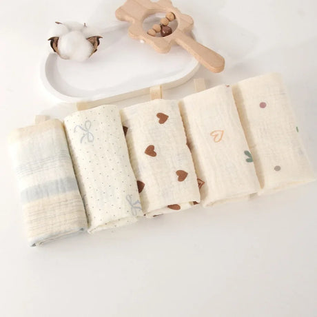 3/5Pcs 6-Layer Pure Cotton Baby Cotton Washcloth Soft Gauze Cotton Newborn Burp Cloth Absorbent Baby Towels Square Towels
